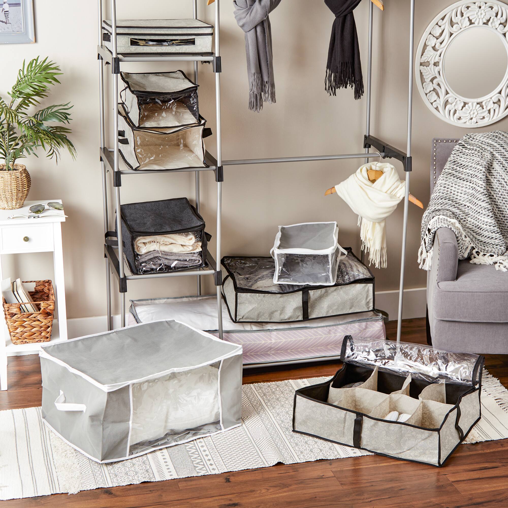 DII® Damask Under-The-Bed Shoes Soft Storage Set, 2ct.